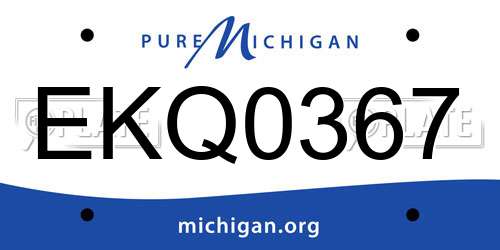 EKQ0367 Michigan License Plate