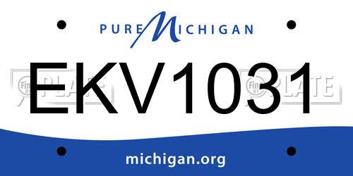 EKV1031 Michigan License Plate