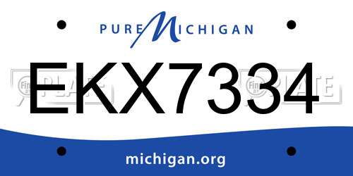 EKX7334 Michigan License Plate