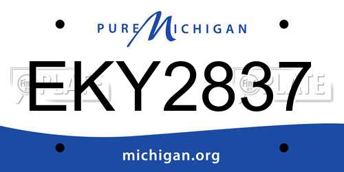 EKY2837 Michigan License Plate