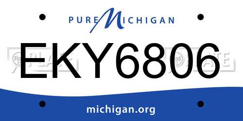 EKY6806 Michigan License Plate