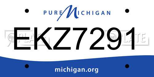 EKZ7291 Michigan License Plate