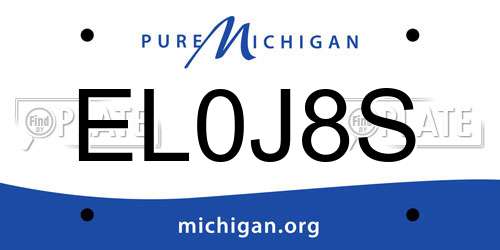 EL0J8S Michigan License Plate