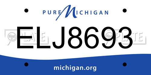 ELJ8693 Michigan License Plate