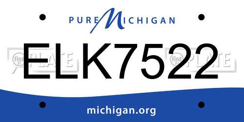 ELK7522 Michigan License Plate