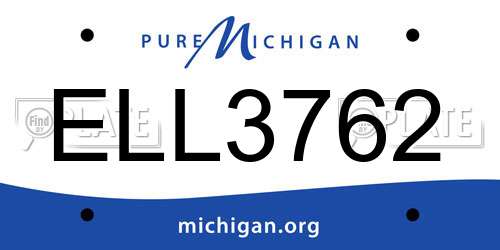 ELL3762 Michigan License Plate