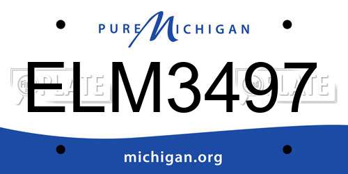ELM3497 Michigan License Plate