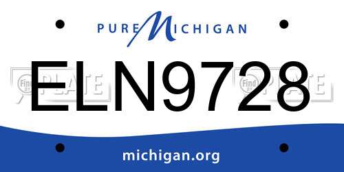 ELN9728 Michigan License Plate