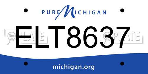 ELT8637 Michigan License Plate