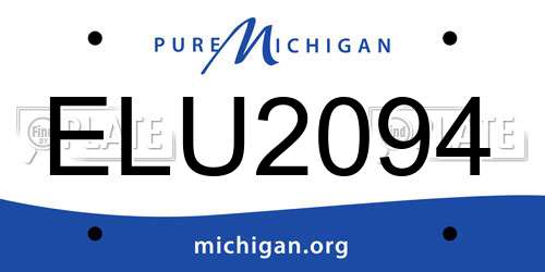 ELU2094 Michigan License Plate