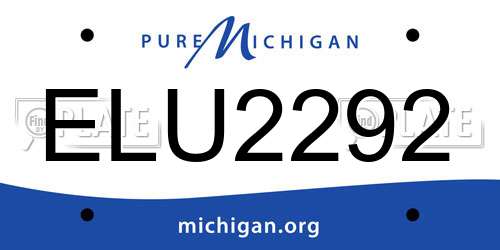 ELU2292 Michigan License Plate