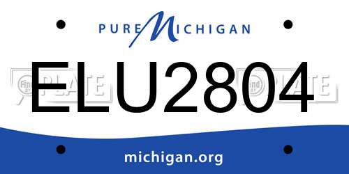 ELU2804 Michigan License Plate