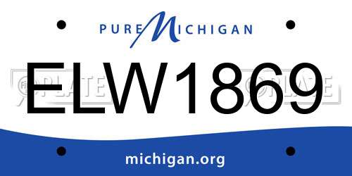 ELW1869 Michigan License Plate