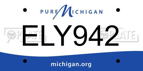 ELY942 Michigan License Plate