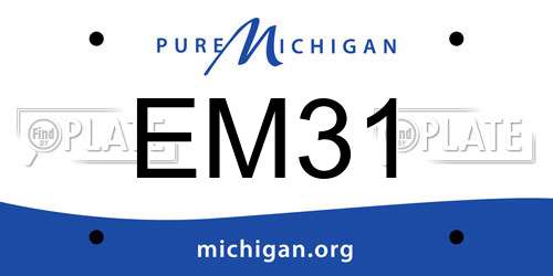 EM31 Michigan License Plate