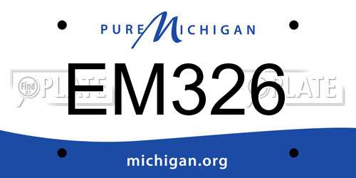 EM326 Michigan License Plate