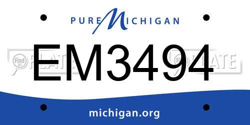 EM3494 Michigan License Plate