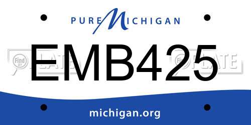 EMB425 Michigan License Plate