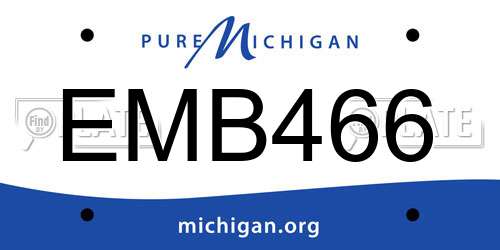 EMB466 Michigan License Plate