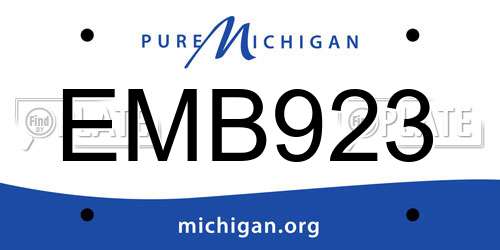 EMB923 Michigan License Plate