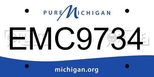 EMC9734 Michigan License Plate