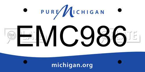 EMC986 Michigan License Plate