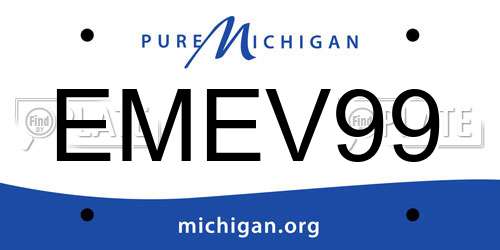 EMEV99 Michigan License Plate