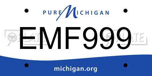 EMF999 Michigan License Plate