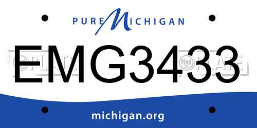 EMG3433 Michigan License Plate