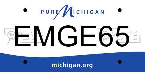 EMGE65 Michigan License Plate