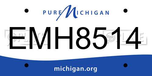EMH8514 Michigan License Plate