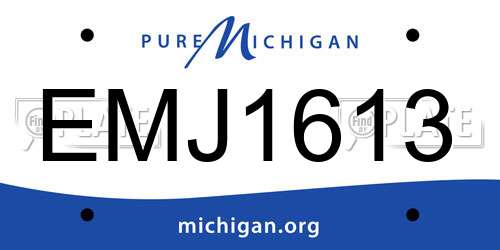 EMJ1613 Michigan License Plate