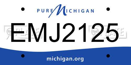 EMJ2125 Michigan License Plate