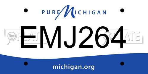 EMJ264 Michigan License Plate