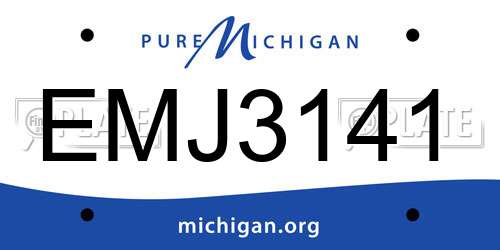 EMJ3141 Michigan License Plate