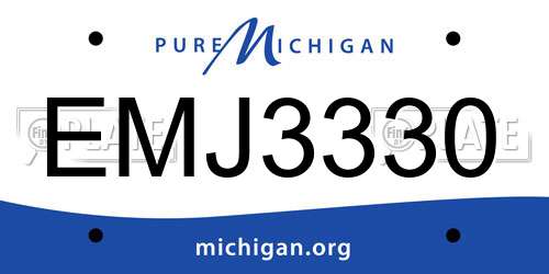 EMJ3330 Michigan License Plate