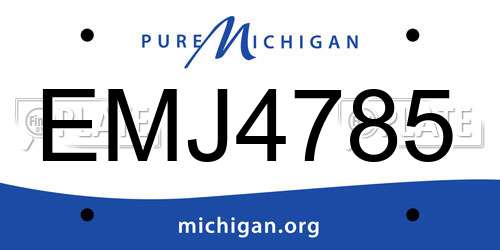 EMJ4785 Michigan License Plate