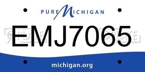 EMJ7065 Michigan License Plate