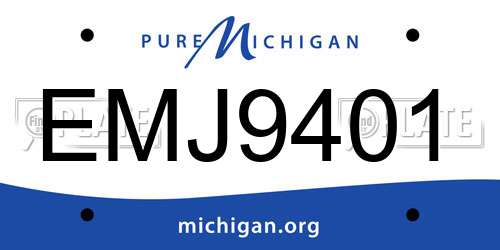 EMJ9401 Michigan License Plate