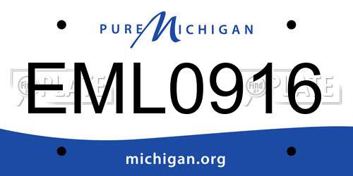 EML0916 Michigan License Plate