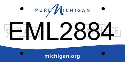 EML2884 Michigan License Plate
