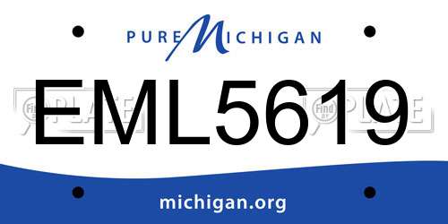EML5619 Michigan License Plate
