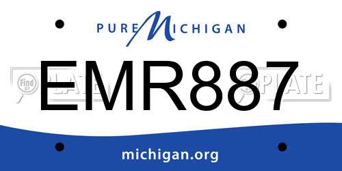 EMR887 Michigan License Plate