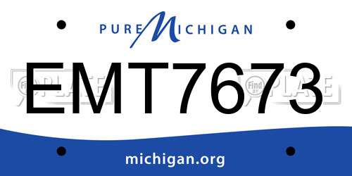 EMT7673 Michigan License Plate