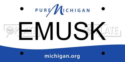 EMUSK Michigan License Plate