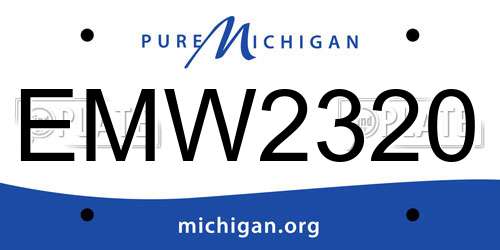 EMW2320 Michigan License Plate