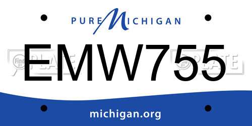 EMW755 Michigan License Plate