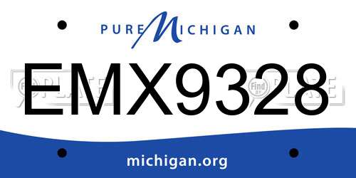 EMX9328 Michigan License Plate