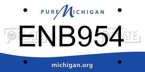 ENB954 Michigan License Plate