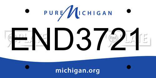 END3721 Michigan License Plate